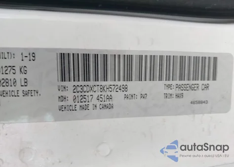 2019 Dodge Charger R/T Rwd from USA, damaged, VIN 2C3CDXCT8KH572498